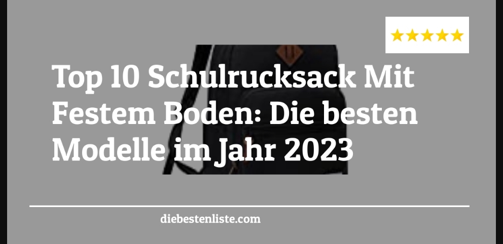 Schulrucksack Mit Festem Boden